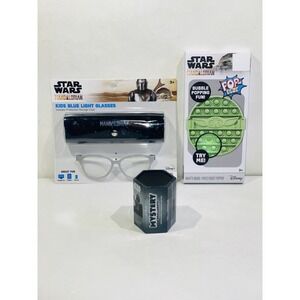 Star Wars Bundle Mandalorian Kids Blue Light Glasses, Pop-EEZE, Mystery Ornament